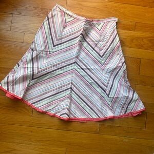 Tailor B. Moss Chevron Striped A-Line Skirt Spring lightweight Cotton Romantic